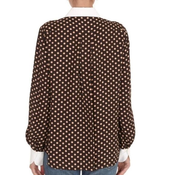 CHLOÉ Brown Polka-dot Printed Button Down Blouse In Multi Size S 36 Silk Accents - Picture 2 of 9